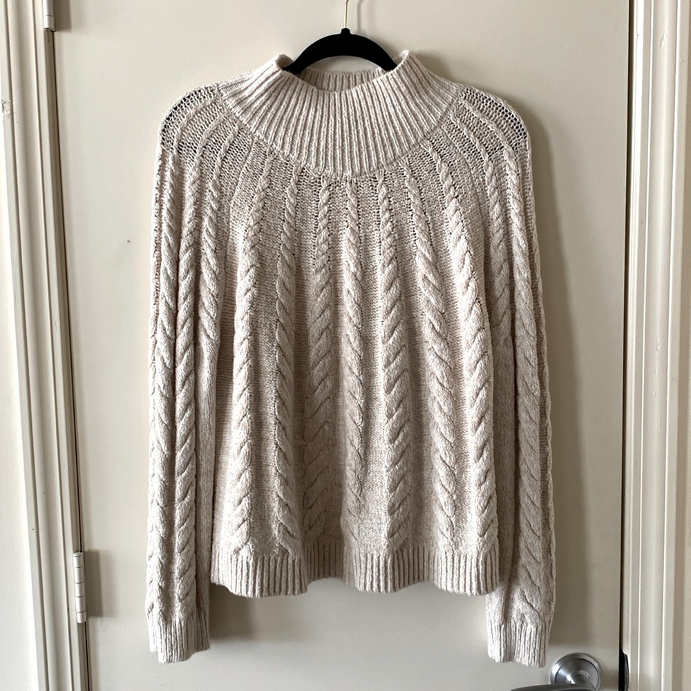 Cream sweater, turtleneck